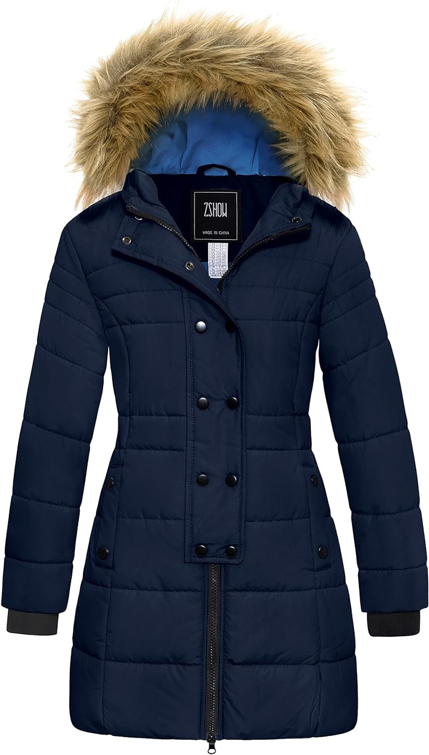 Girls' Long Winter Coat Waterproof Warm Puffer Jacket Hooded Snow Parka