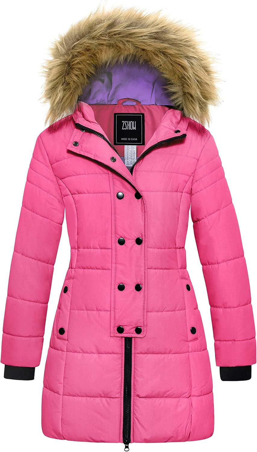 Girls' Long Winter Coat Waterproof Warm Puffer Jacket Hooded Snow Parka