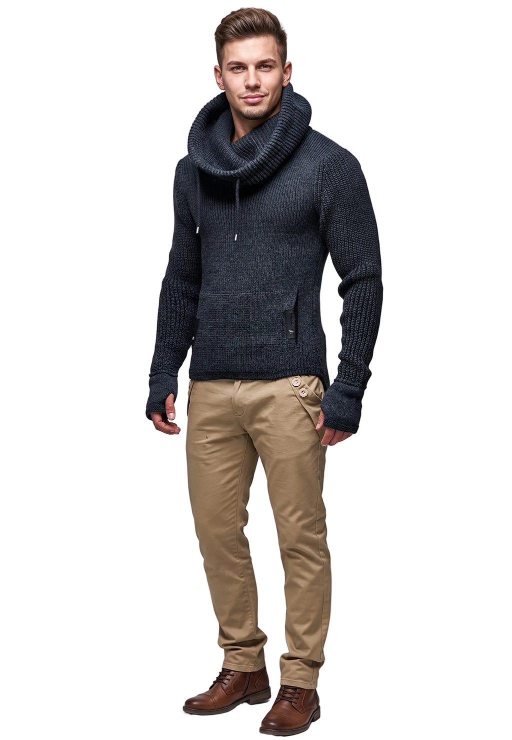 Men's Slim Fit Knit Pullover with Shawl Collar