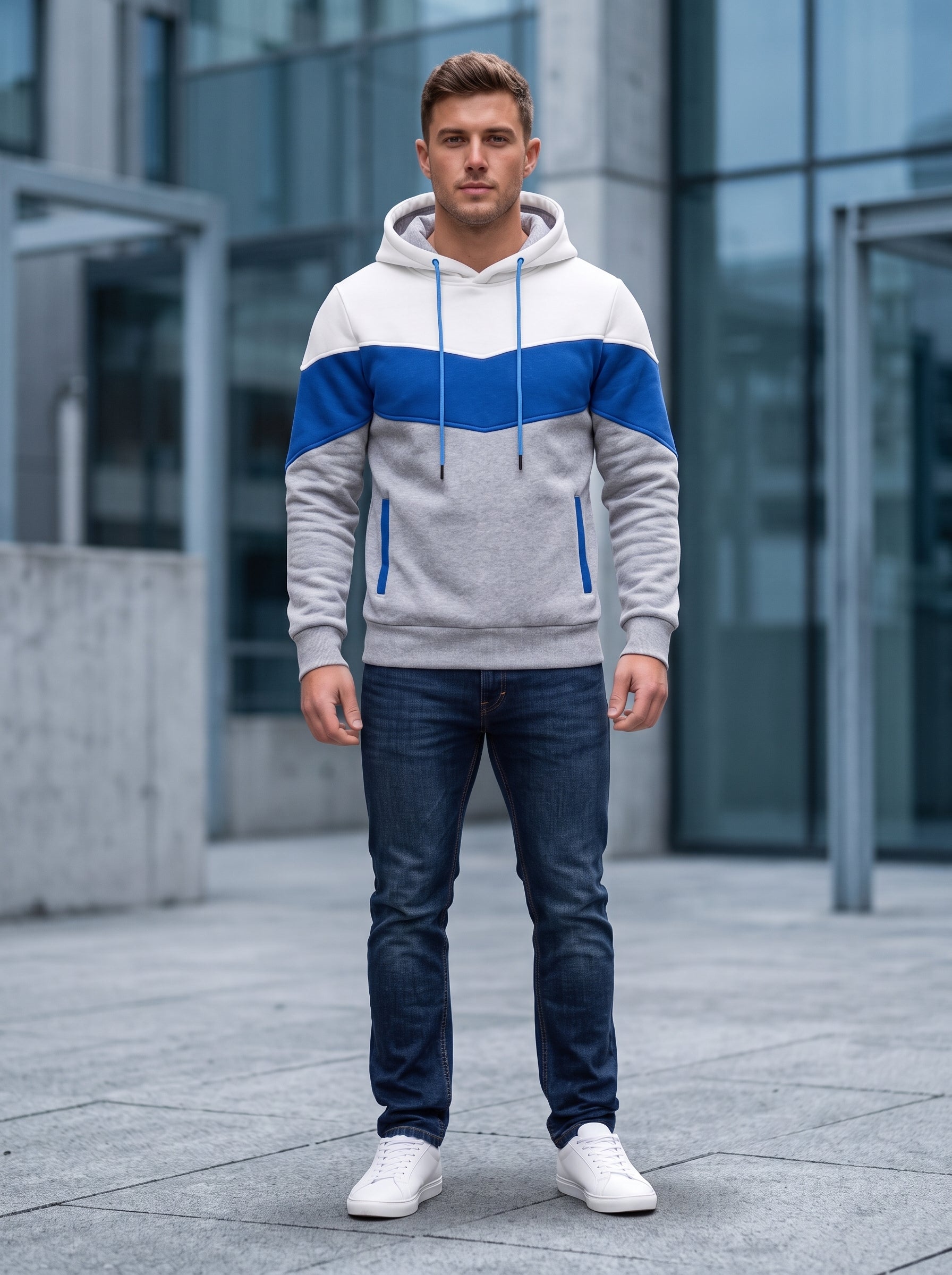Tri-Block Chevron Hoodie