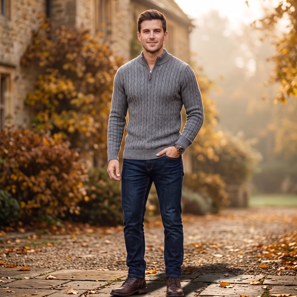 Winter Twist Half-Zip Knit Sweater